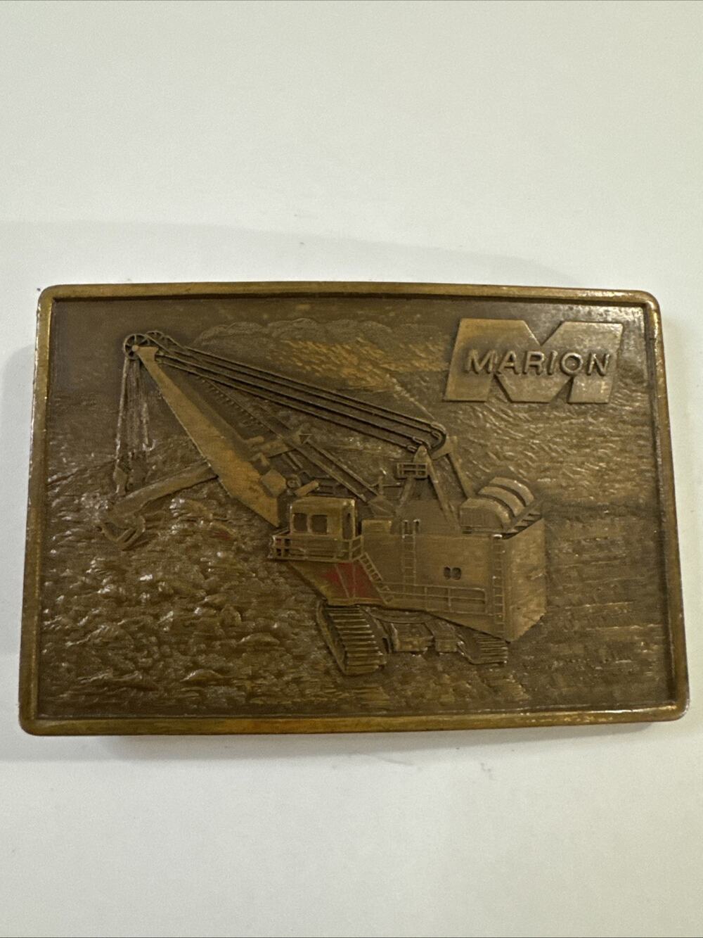 Vintage Marion Power Shovel Brass Belt Buckle Dragline Excavator Mining